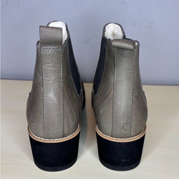 Eileen Fisher Women's Gray Leather Chelsea Wedge Fur Lined Bootie 8.5 - Picture 4 of 6